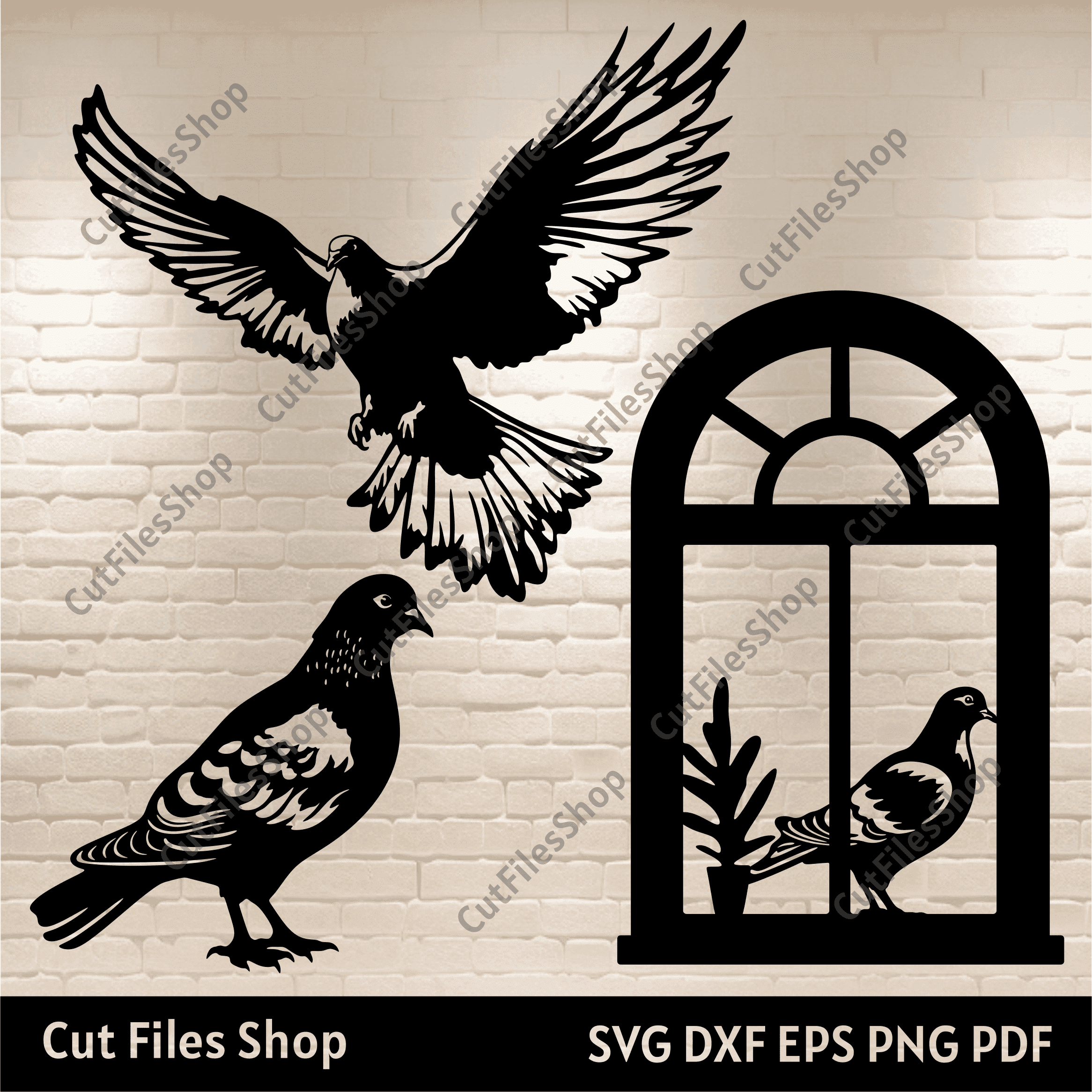 Pigeons SVG Cutting Files for Cricut & CNC