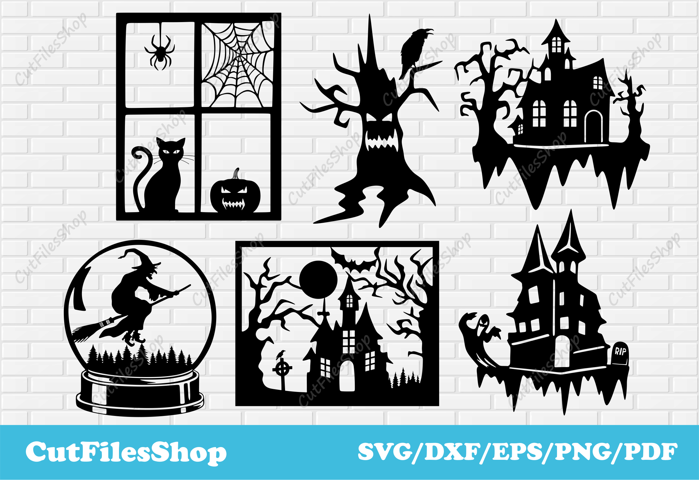 Halloween scenes svg files for cricut, Dxf Halloween, Halloween shirts