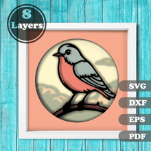 Load image into Gallery viewer, 3D Layered Bird Shadow Box Template, Multilayer SVG for Cricut, DXF for Silhouette, Home Decor DIY, Papercut Art, Unique Gift - Cut Files Shop
