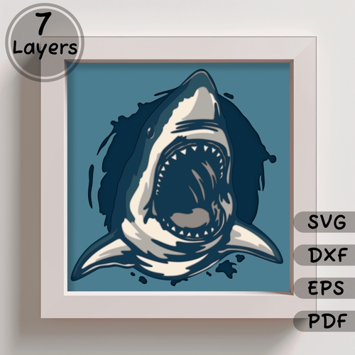 3D Layered Shark Shadow Box Template, SVG for Cricut, DXF for Silhouette, Papercut Home Decor, Multilayer SVG - Cut Files Shop