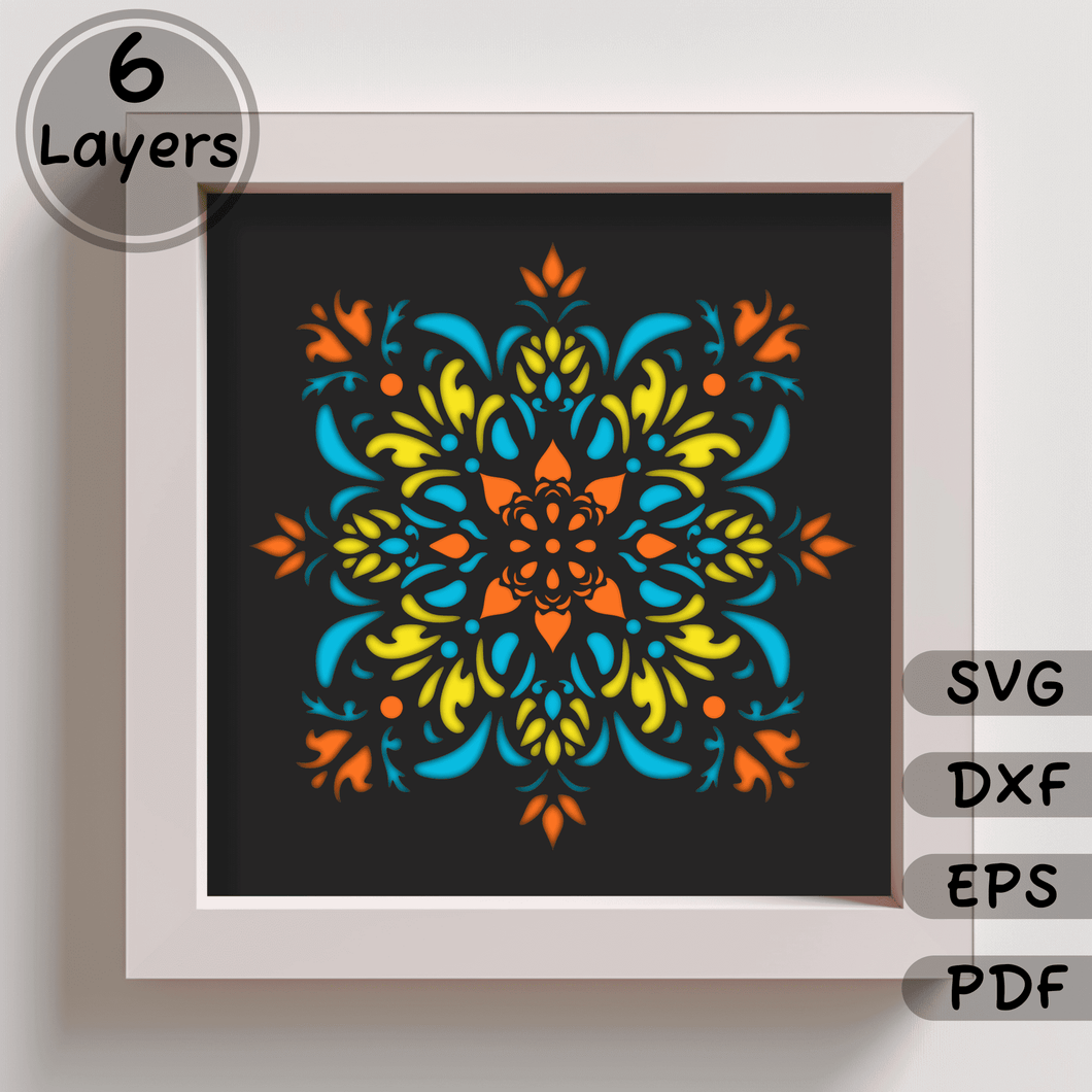 3D Mandala Shadow Box, Layered Mandala Svg for Cricut, Multilayer Paercut, Dxf for Silhouette - Cut Files Shop