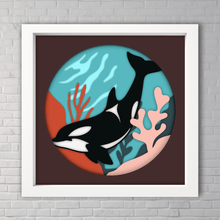 Load image into Gallery viewer, 3D Orca Shadow Box Templates, Layered svg files for Cricut, Silhouette Dxf, Multilayer, Laser cut - Cut Files Shop
