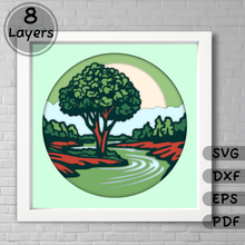 Load image into Gallery viewer, 3D Tree Layered Shadow Box Template, Papercut SVG for Cricut, Laser Cut DXF, Home Decor DIY, Paper Art - Cut Files Shop
