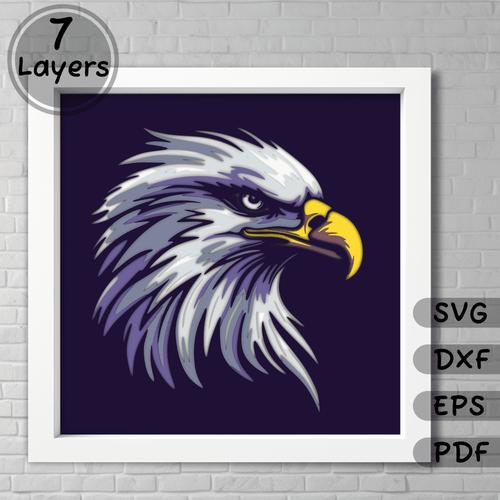 Layered bald eagle svg for cricut, 3d shadow box template,  papercut svg, dxf for silhouette, laser cut plywood, vinyl cut files, trendy svgm unigue gift diy, home decor DIY 