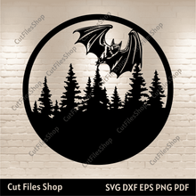 Load image into Gallery viewer, Bat Flying SVG &amp; EPS Files for Cricut and Silhouette, DXF for CNC Laser &amp; Glowforge, Halloween T-Shirt Design
