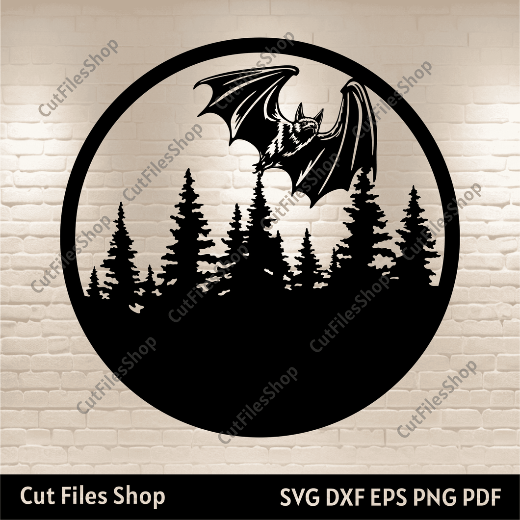 Bat Flying SVG & EPS Files for Cricut and Silhouette, DXF for CNC Laser & Glowforge, Halloween T-Shirt Design