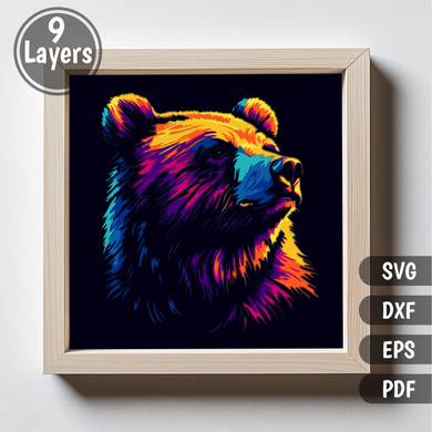 Preview of 3D Bear Shadow Box SVG, Multilayer Design for Cricut & CNC