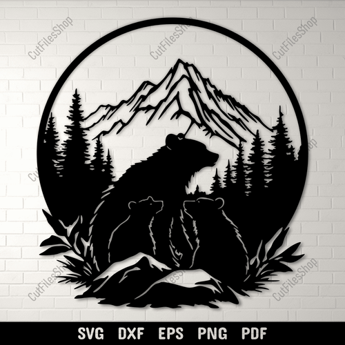 Preview of Bear Family SVG for Cricut & DIY Vinyl Decals