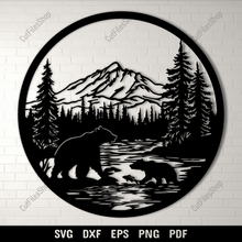 Load image into Gallery viewer, Bear Fishing DXF for CNC – Grizzly Bear with Fish SVG for Cricut &amp; Laser Engraving
