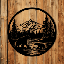 Load image into Gallery viewer, Bear Fishing Design – DXF for CNC, SVG for Cricut &amp; DIY Metal Decor
