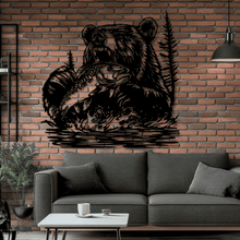 Load image into Gallery viewer, Bear with Fish SVG, DXF, PNG | Cricut, Silhouette, CNC cutting files for funny animal crafts and sublimation designs. Bear Wall decor - Cut Files Shop
