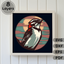 Load image into Gallery viewer, 3D Layered Bird Shadow Box SVG, Light Box Template, Home Decor DIY, Papercut Art, Unique Gift, Instant Download
