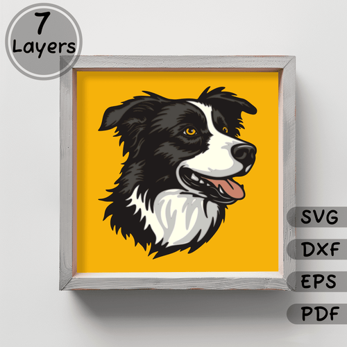 Border Collie 3D Light Box SVG, Papercut Template, Layered Shadow Box Crafts, Dog Memorial Gifts, Instant Download