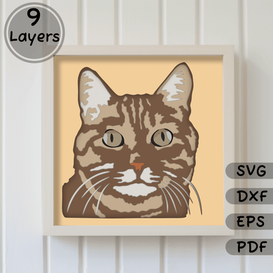 Cat 3D Shadow Box Template, Layered Cat Light Box Papecut, Multilayer Art, Svg for Cricut, Silhouette & Glowforge, Cat Memory Svg, Peeking cat Dxf