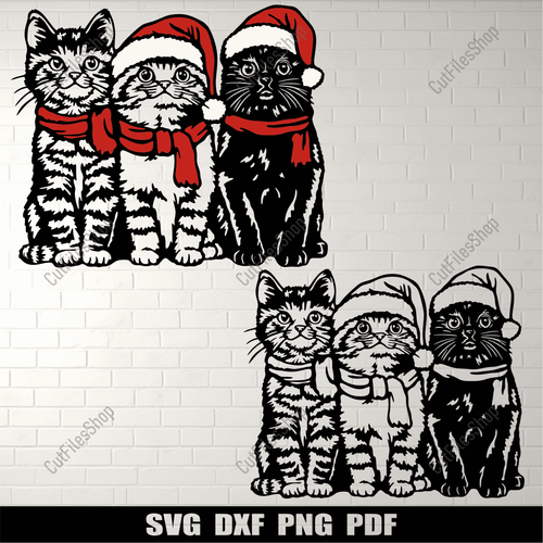 Printable Christmas Cat SVG: Perfect for Sublimation and Iron-On Transfers, Cut files shop