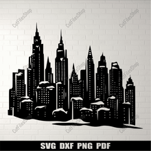 Load image into Gallery viewer, Downloadable Christmas City SVG, DXF, and PNG: DIY Crafts
