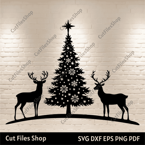 Christmas Tree and Reindeer SVG, Vector Cut Files for Cricut & Glowforge, DXF for CNC, Sublimation PDF, Premium DXF