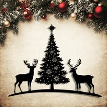 Load image into Gallery viewer, Reindeer and Christmas Tree SVG, Vector Cut Files for Cricut &amp; Glowforge, DXF for CNC, PDF for Sublimation, Christmas Wall Decor DXF
