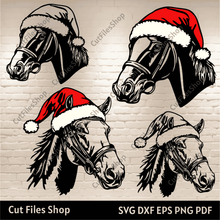 Load image into Gallery viewer, Christmas Horse SVG PNG, Farm Life Clipart, DXF for Laser Cutting, Cricut &amp; Silhouette Files, T-Shirt Design, Christmas Animals SVG
