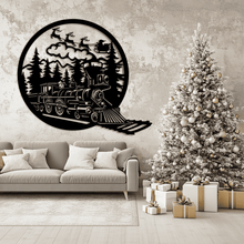 Load image into Gallery viewer, Santa Sleigh &amp; Polar Express Train SVG, Cutting Files for Cricut &amp; Glowforge, Winter Scene DXF for CNC, Christmas Wall decor DIY
