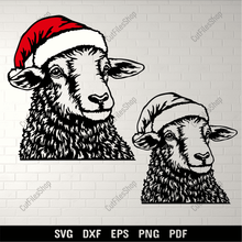 Load image into Gallery viewer, Christmas Sheep SVG, DXF, PNG | Cricut, Silhouette, CNC cutting files for Christmas crafts and sublimation designs.
