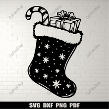 Load image into Gallery viewer, Christmas Stocking Vector Svg, Cut files for Cricut, Silhouette Project, Dxf for CNC, Sublimation Design, DIY Christmas Gift
