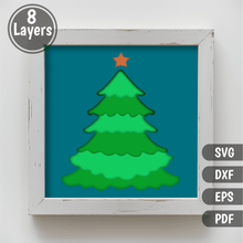 Load image into Gallery viewer, 3D Layered Christmas Tree SVG for Cricut Projects, Shadow Box Template, DXF for CNC, DIY Home Decor
