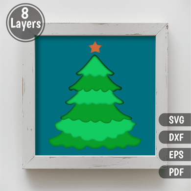 3D Layered Christmas Tree SVG for Cricut Projects, Shadow Box Template, DXF for CNC, DIY Home Decor