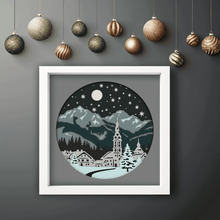 Load image into Gallery viewer, Christmas Village 3D Layered SVG, Shadow Box Template, Cricut Silhouette SVG, Laser Cut Vector, DIY Christmas Decor, Papercut Art
