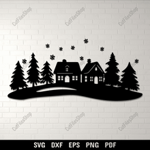 Load image into Gallery viewer, Preview of Christmas Village SVG for Cricut Projects &amp; DIY Winter Decor
