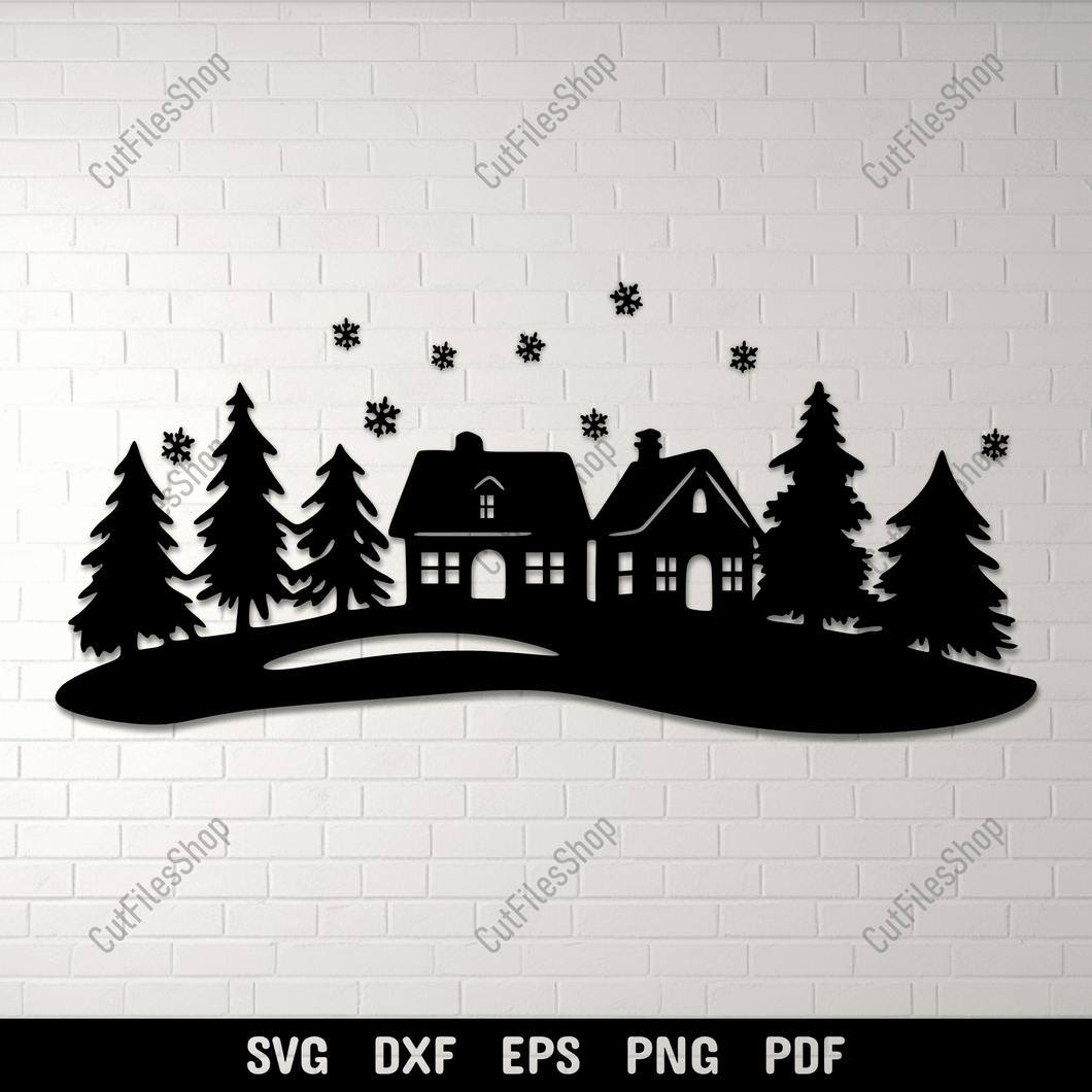 Preview of Christmas Village SVG for Cricut Projects & DIY Winter Decor