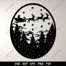 Load image into Gallery viewer, Free Christmas SVG: Santa&#39;s Sleigh Silhouette for Cricut &amp; CNC
