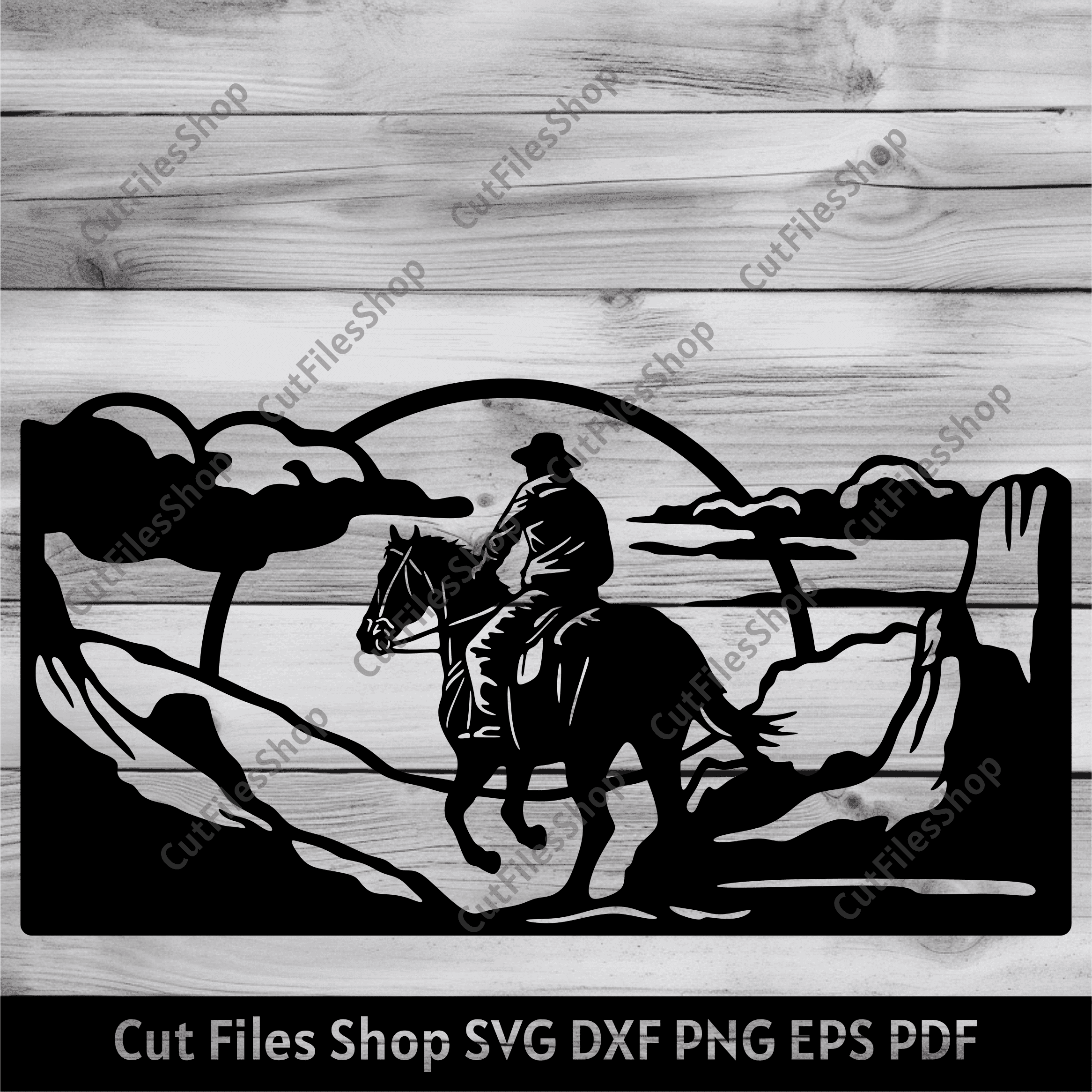 Cowboy scene svg Cowboy Dxf for Laser cut Western Svg Cutting files Dxf ...