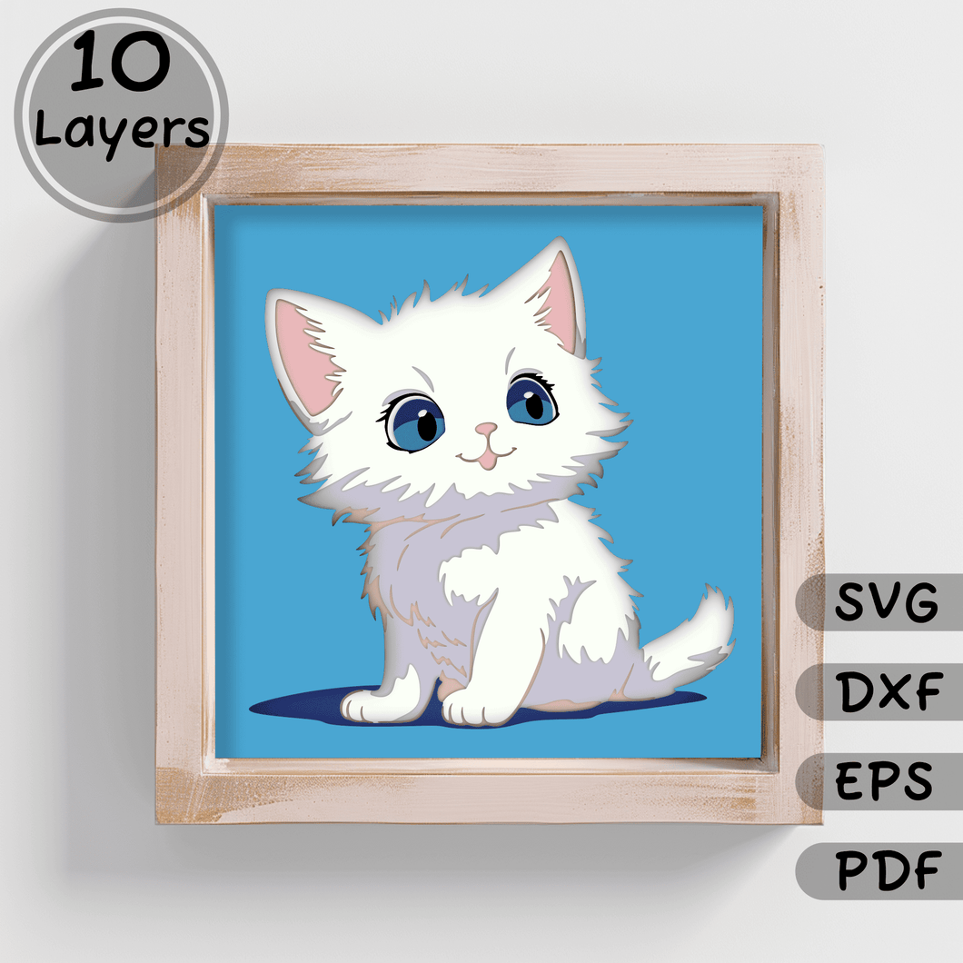 Layered Cat Paper Shadow Box Template, SVG for Cricut, DXF for Silhouette, Home Decor DIY, Papercut Craft, Unique Gift Idea, svg for silhouette, glowforge cut files