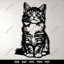 Load image into Gallery viewer, Preview of Cute Kitten SVG for Cricut &amp; Silhouette Projects, DXF for Laser Cutting, Sublimation Design
