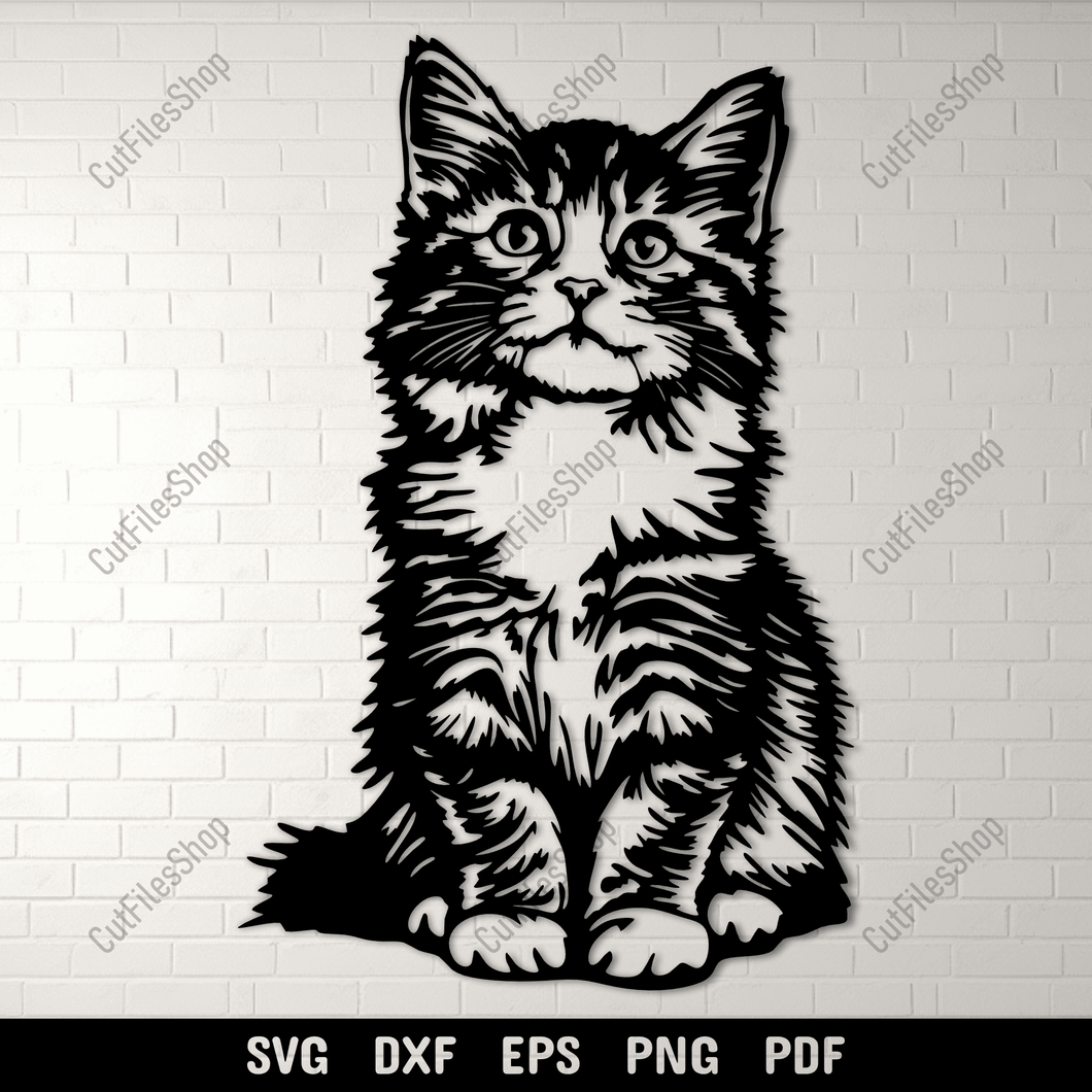 Preview of Cute Kitten SVG for Cricut & Silhouette Projects, DXF for Laser Cutting, Sublimation Design