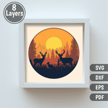 Load image into Gallery viewer, Wildlife Multilayer Deer Family SVG – 3D Shadow Box and DIY Crafts
