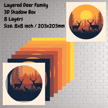 Load image into Gallery viewer, Deer Family 3D Shadow Box SVG – Multilayer Wildlife Design for Crafts
