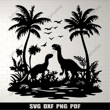 Load image into Gallery viewer, Dinosaur Scene SVG, DXF, and PNG: Perfect for Cricut, Silhouette, and CNC, Cut files shop
