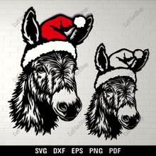 Load image into Gallery viewer, Donkey Christmas SVG, Cutting Files for Cricut and Silhouette, DXF for CNC Projects - Cut files shop
