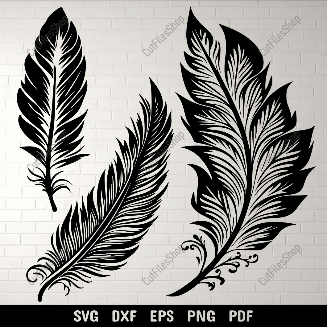 Feathers SVG for Cricut & Silhouette, DXF for CNC, and Sublimation Art