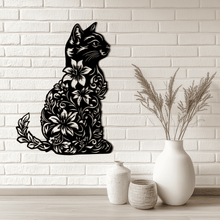 Load image into Gallery viewer, Floral Cat Clipart – SVG for Cricut, DXF for CNC &amp; Sublimation PNG
