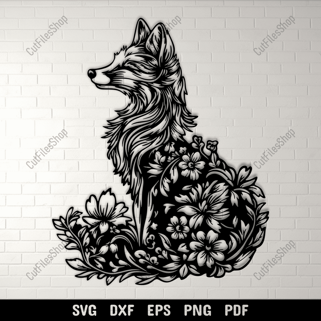 Floral Fox SVG for Sublimation, Laser Cutting, Cricut & Silhouette Designs