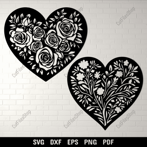 Floral Heart SVG for Cricut & CNC, Valentine's Day Sublimation Art