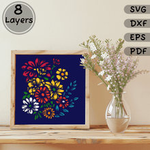 Load image into Gallery viewer, 3D Flowers Shadow box Svg cut file for Cricut, layered paper art, Multilayer Svg, Dxf for Silhouette , Wedding Gift DIY
