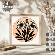 Load image into Gallery viewer, 3D Flowers Shadow Box, Layered SVG for Cricut &amp; CNC, Multilayer Paper Craft
