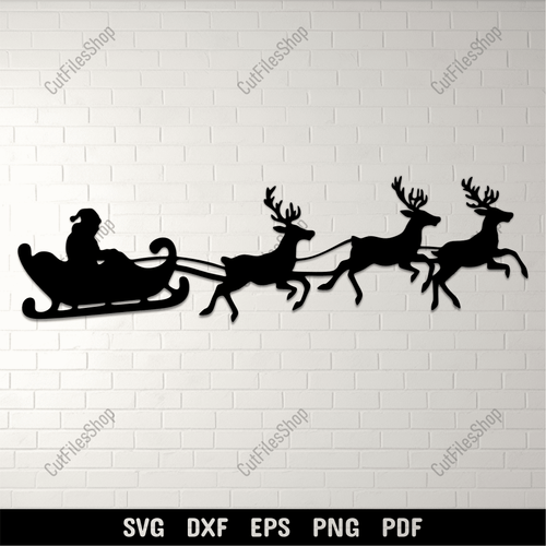 Download free Flying Santa SVG cut files for Cricut, Silhouette, and CNC. Perfect for Christmas crafts.