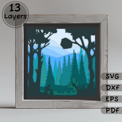 Forest 3D Layered Svg For Cricut & Silhouette, 3D Shadow Box Template