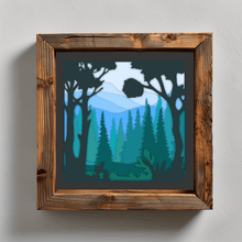 Load image into Gallery viewer, Layered 3D Papercut Beautiful forest scene SVG, Multilayer EPS Files, Cardstock Template, Paper Art DIY, Shadow Box Craft, Download Now
