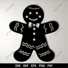 Load image into Gallery viewer, Gingerbread Man SVG, Cut Files for Cricut and Silhouette, DXF for CNC, Sublimation Art Design
